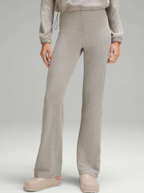 lululemon athletica Pants - Lululemon Brushed Softstreme Ribbed Zip-Flared Pant Riverstone Size 6